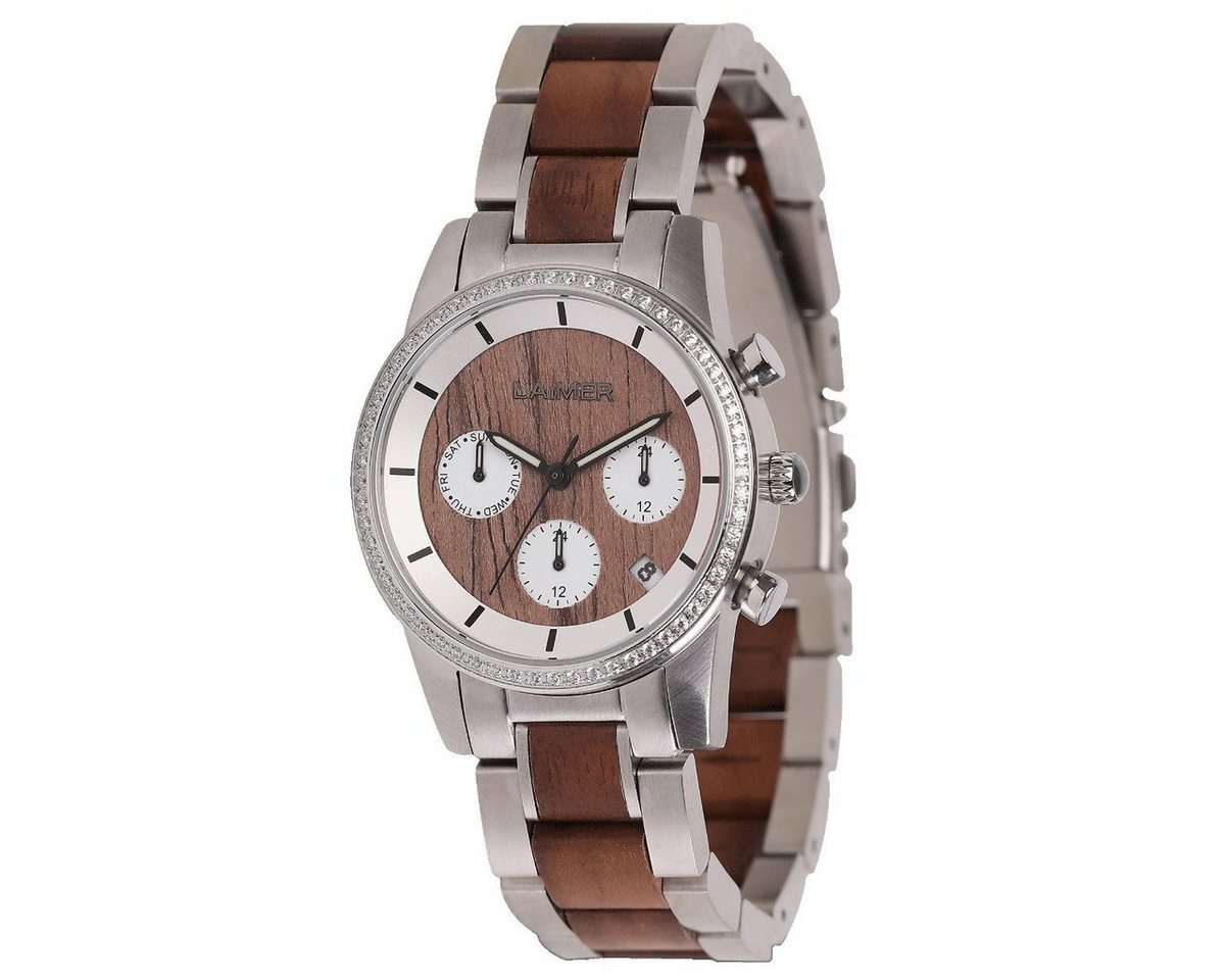 LAiMER Chronograph Laimer 0134 Damen Holzuhr Kim Analog Quarz Nussholz-Armband Ø 36 mm von LAiMER