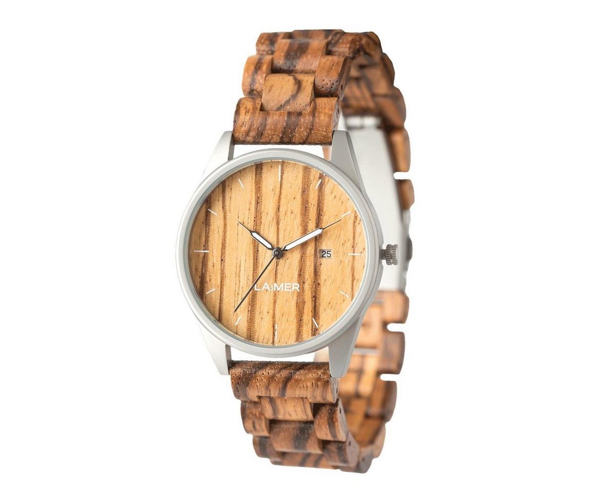 LAiMER Quarzuhr LAiMER Herren Uhr 0076 Ulli Zebranoholz mit Datumsanzeige Vegan, (1-tlg) von LAiMER