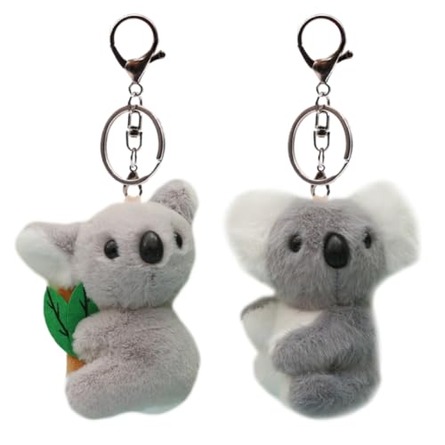 LAjuu 2Pcs Koala Schlüsselanhänger Plüsch, Anhänger Plüsch Koala, Koala Schlüsselanhänger Tier Schlüsselanhänger, für Tasche Schlüsselanhänger Kinder Geschenke (10cm, Grau) von LAjuu