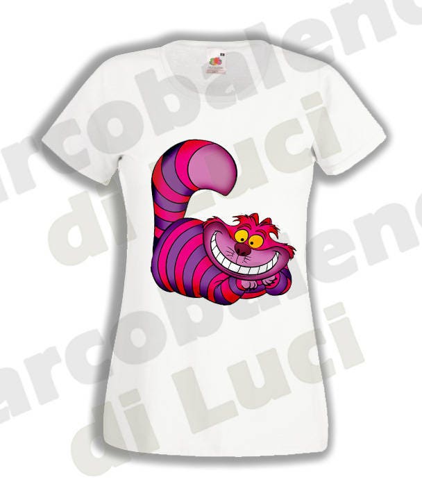 T-Shirt Frauen Grinsekatze Alice Im Wunderland Hemd Ärmel Comics Und Cartoons 80 Jahre von LArcobalenodiLuci