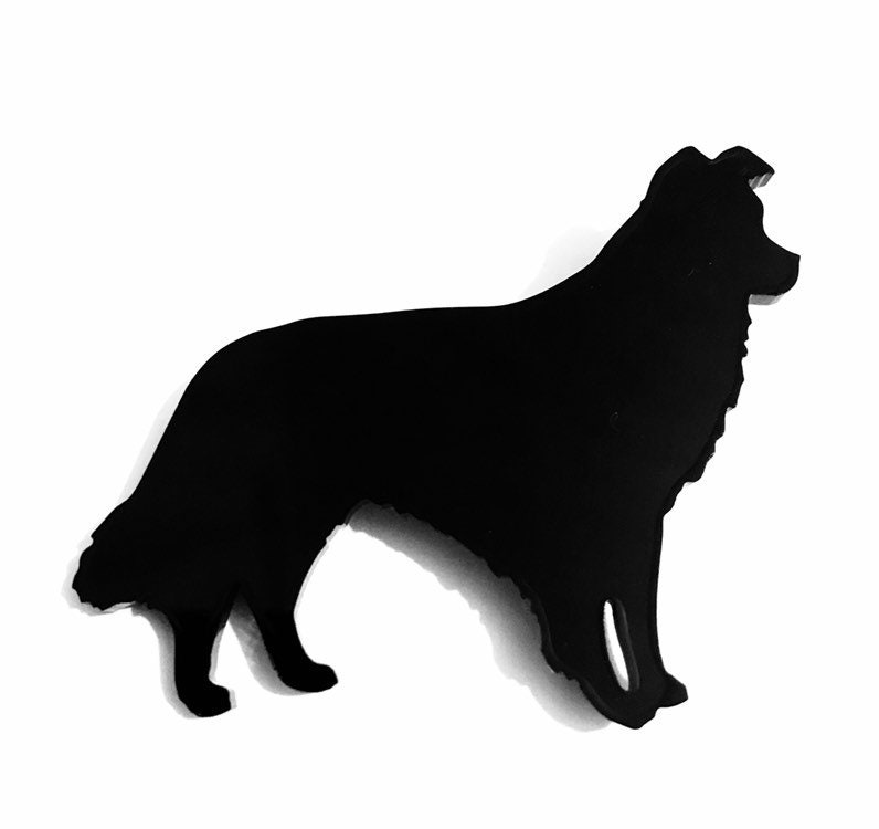 Border Collie Hund Brosche Anstecker Schal Verschluss in Schwarz Border Collie Hund Brosche Anstecker Schal Verschluss in Schwarz von LAtelierLaserProduct
