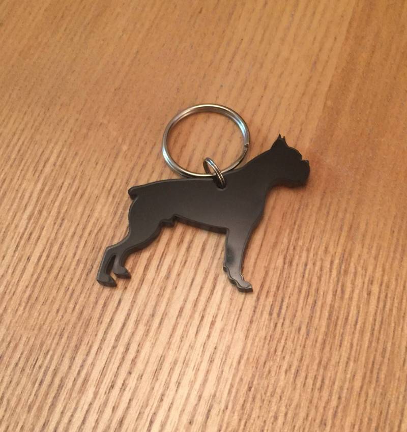 Boxer Hund Schlüsselanhänger Taschenanhänger Geschenk in Schwarz Boxer Hund Schlüsselanhänger Taschenanhänger Geschenk in Schwarz von LAtelierLaserProduct