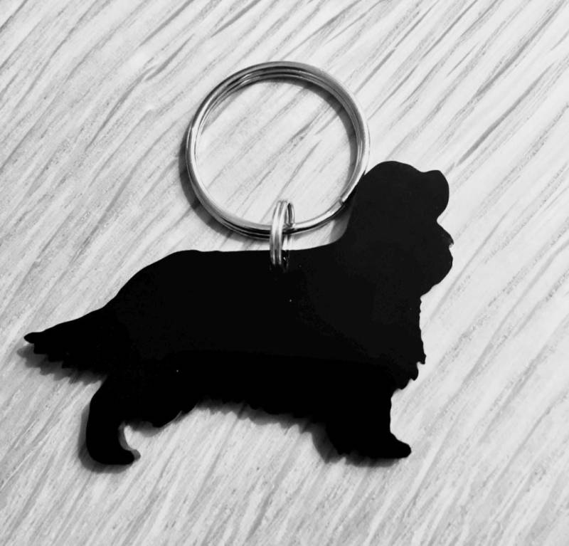 Cavalier King Charles Spaniel Hund Schlüsselanhänger Taschenanhänger Lanyard Geschenk in Schwarz von LAtelierLaserProduct