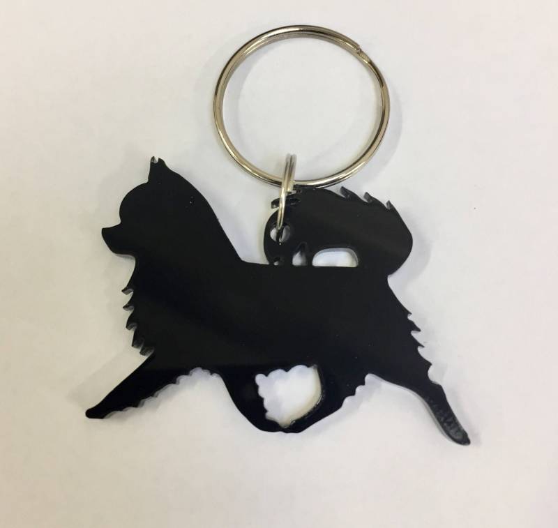 Chihuahua Hund Langer Mantel Schlüsselanhänger Taschenanhänger Geschenk in Schwarz Chihuahua Hund Langer Mantel Schlüsselanhänger Taschenanhänger Geschenk in Schwarz von LAtelierLaserProduct