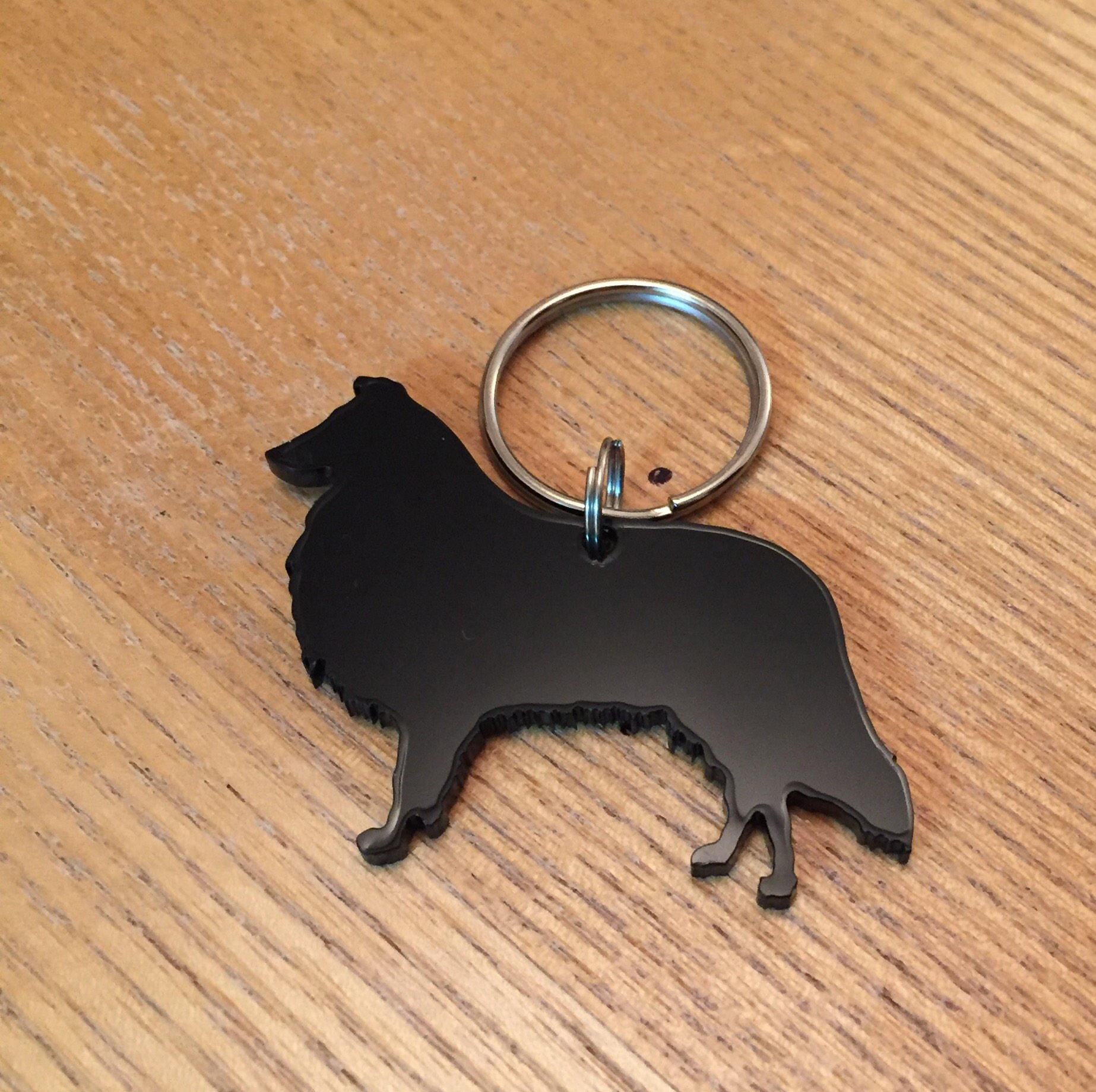 Collie Hund Schlüsselanhänger Taschenanhänger Geschenk in Schwarz von LAtelierLaserProduct