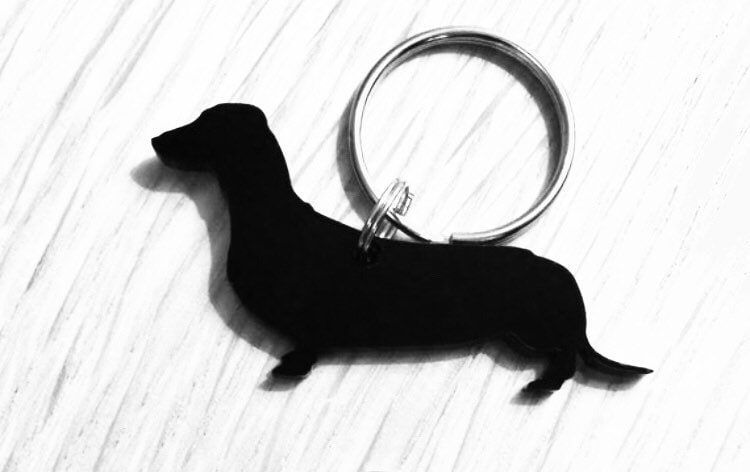Dackel Hund Schlüsselanhänger Taschenanhänger Schlüsselbund Geschenk in Schwarz von LAtelierLaserProduct