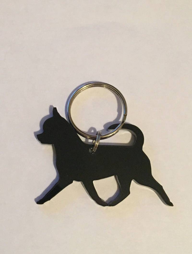 Glatt Coated Chihuahua Schlüsselanhänger Taschenanhänger Lanyard in Schwarz von LAtelierLaserProduct