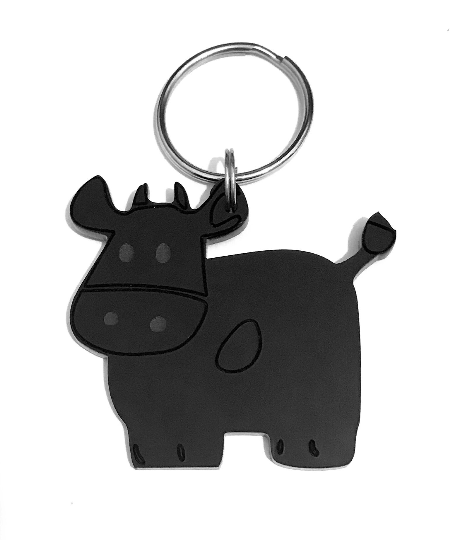Neuheit Niedliche Kuh Schlüsselanhänger Taschenanhänger Geschenk in Schwarz von LAtelierLaserProduct