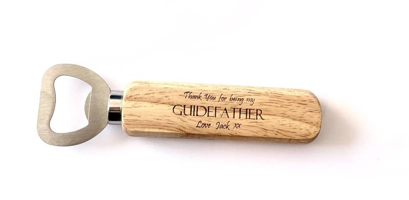 Personalisierter Holz Flaschenöffner "Guidefather" Danke Taufgeschenk Personalisierter Holz Flaschenöffner "Guidefather" Danke Taufgeschenk von LAtelierLaserProduct