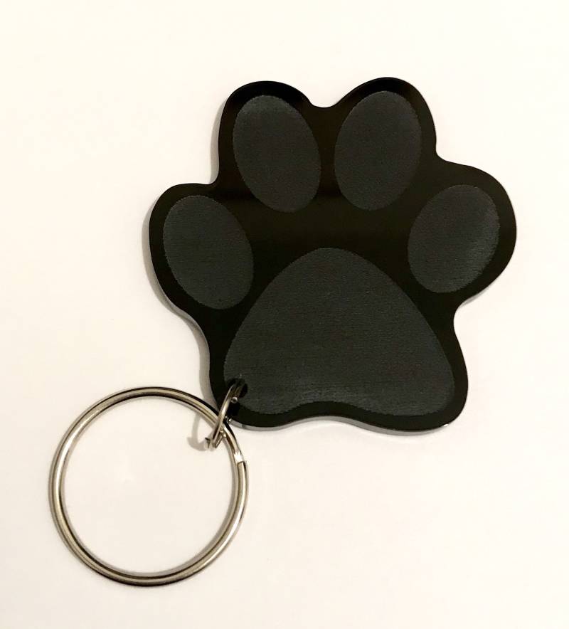 Pfotenabdruck Schlüsselanhänger Taschenanhänger Geschenk in Schwarz von LAtelierLaserProduct