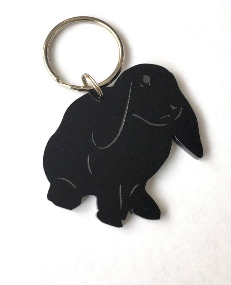 Schlüsselanhänger Taschenanhänger Mit Lop Eared Kaninchen-Anhänger Geschenk in Schwarz Acryl Schlüsselanhänger Taschenanhänger Mit Lop Eared Kaninchen-Anhänger Geschenk in Schwarz Acryl von LAtelierLaserProduct