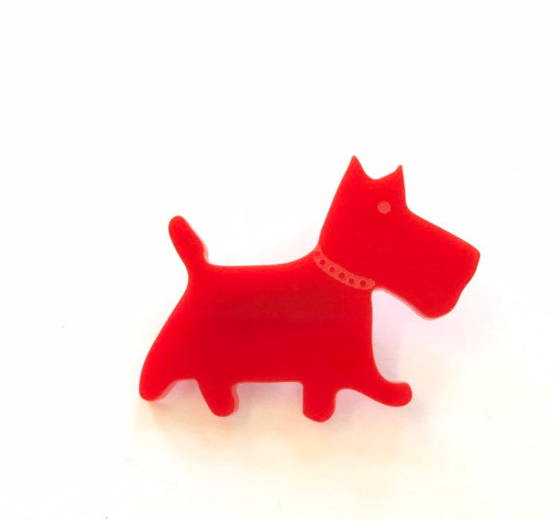 Westie Scottie Hund Brosche in Rot Westie Scottie Hund Brosche in Rot von LAtelierLaserProduct