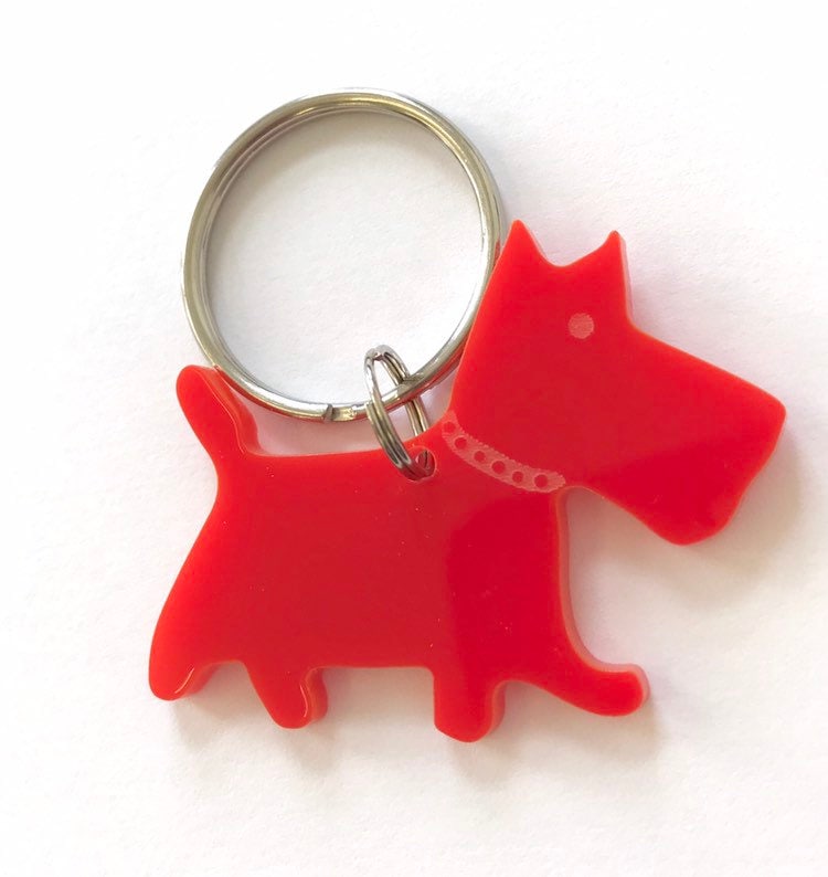 Westie Scottie West Highland Terrier Schlüsselanhänger Taschenanhänger in Rot Acryl Westie Scottie West Highland Terrier Schlüsselanhänger Taschenanhänger in Rot Acryl von LAtelierLaserProduct
