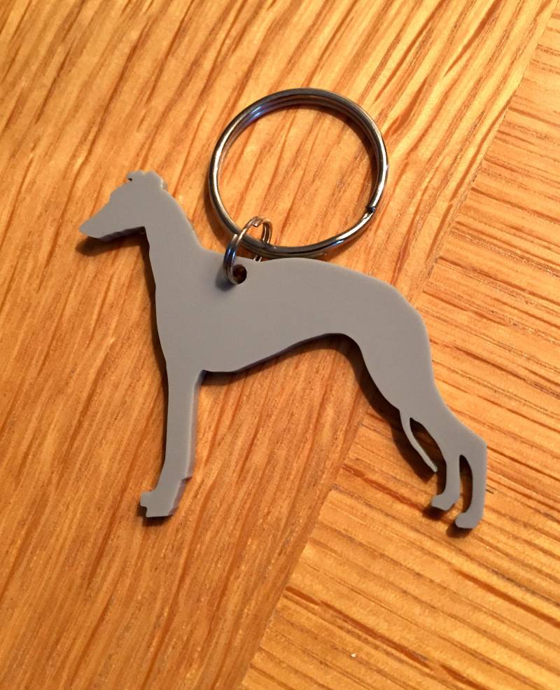 Whippet Hund Schlüsselanhänger Taschenanhänger Geschenk in Grau Whippet Hund Schlüsselanhänger Taschenanhänger Geschenk in Grau von LAtelierLaserProduct