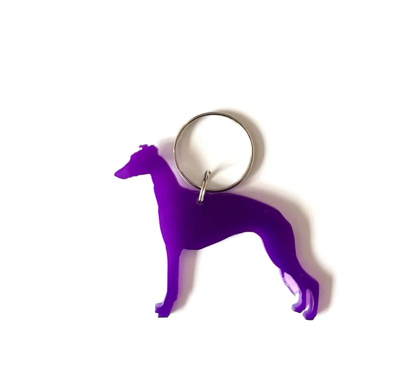 Whippet Hund Schlüsselanhänger Taschenanhänger Geschenk in Lila von LAtelierLaserProduct