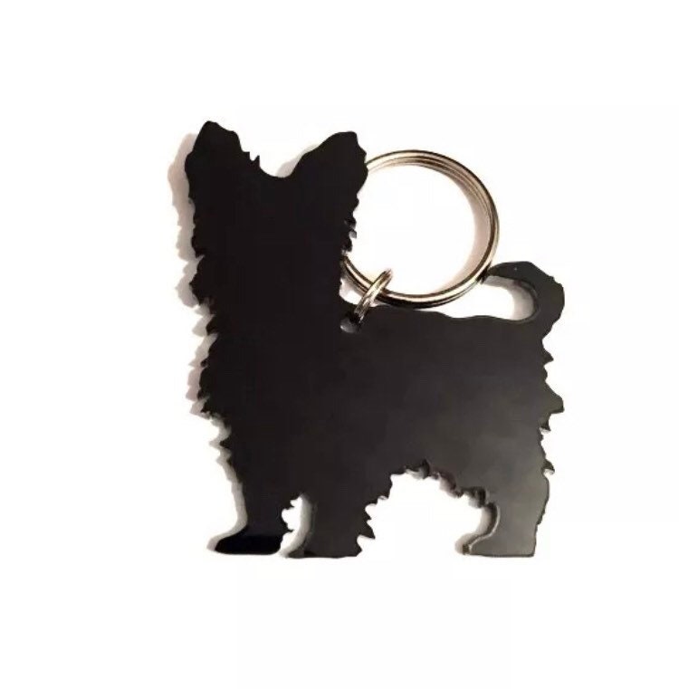 Yorkshire Terrier Yorkie Hund Schlüsselanhänger Lanyard Taschenanhänger in Schwarz von LAtelierLaserProduct