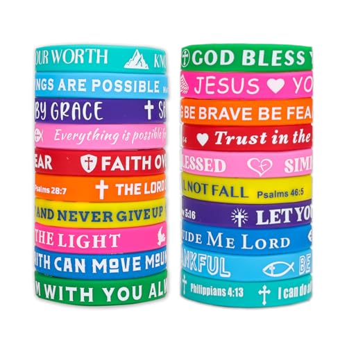 Buntes Silikon-Armband, christliches Jesus-Armband für Männer und Frauen, Bibelversen, Armbänder, motivierende, christliche Gummi-Armbänder, Glaube, Hoffnung, Armbänder, inspirierendes Armband für Buntes Silikon-Armband, christliches Jesus-Armband für Männer und Frauen, Bibelversen, Armbänder, motivierende, christliche Gummi-Armbänder, Glaube, Hoffnung, Armbänder, inspirierendes Armband für von LBAYOHO