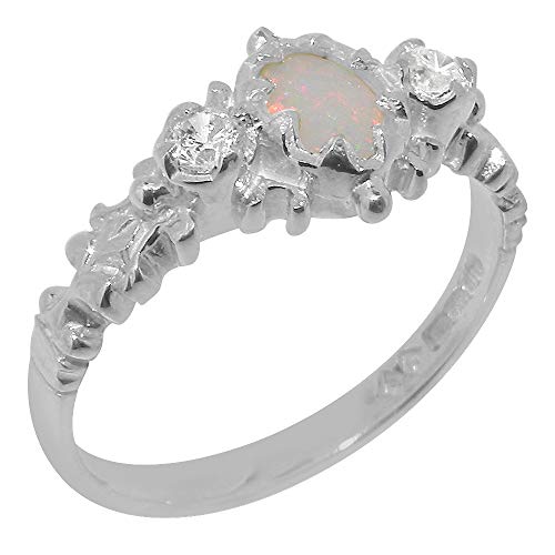 Luxus Damen Ring Solide Sterling-Silber 925 mit Opal und Diamant - Größe 60 (19.1) - Verfügbare Größen : 47 bis 68 von LBG