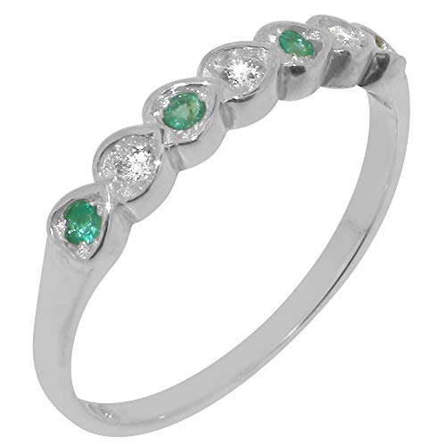 Luxus Damen Ring Solide Sterling-Silber 925 mit Zirkonia und Smaragd - Größe 66 (21.0) - Verfügbare Größen : 47 bis 68 von LBG
