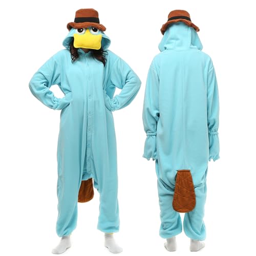 Erwachsene Unisex Pyjamas Kostüm Jumpsuit Tier Schlafanzug Fasching Cosplay Karneval, Tly117blue, L(170cm-178cm) von LBJR