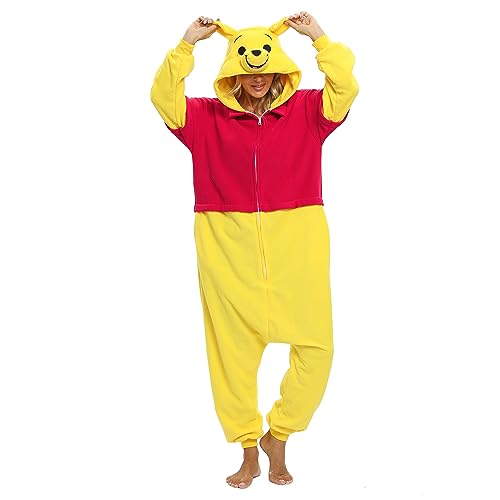 LBJR Erwachsenen Bär Onesie Ganzkörper Schlafanzug Jumpsuit Tier Fasching,L,Bär von LBJR