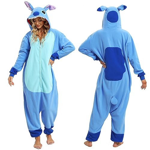 LBJR Stitch Kostum Jumpsuit Fasching Halloween Tier Kostüm Cosplay Onesie Pyjamas,L,Stitch von LBJR