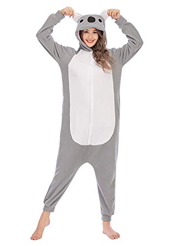 Männer Frauen Unisex Kigurumi Koala Halloween Kostüm Anime Tier Cosplay Hoodie Onesie Pyjamas Karikatur Partei Halloween Nachtwäsche Schlafanzug, Lty54grey, M(160cm-169cm) von LBJR