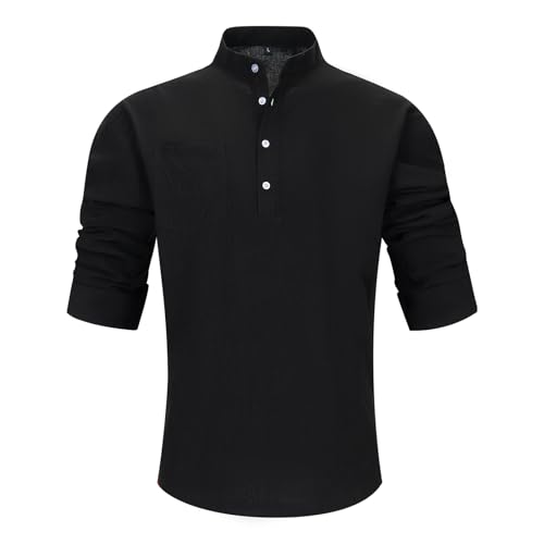 LBL Herren Baumwolle Leinenhemd Leichtgewicht Langarm Hemd Sommer Freizeithemden für Herren Schwarz M LBL Herren Baumwolle Leinenhemd Leichtgewicht Langarm Hemd Sommer Freizeithemden für Herren Schwarz M von LBL Leading the Better Life