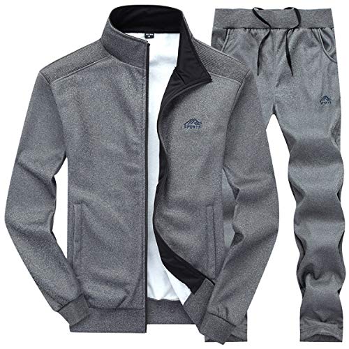 LBL Herren Casual Warm Trainingsanzug Set Langarm Full-Zip Athletic Jogging Sweat Suits, dunkelgrau, M von LBL Leading the Better Life