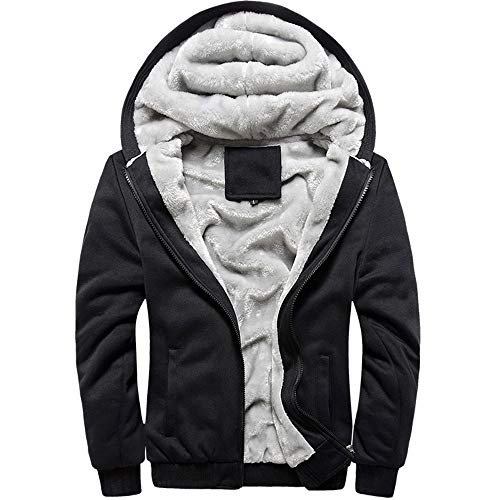 LBL Herren Winter Warm Kapuzen-Sweatshirt mit Reißverschluss, dicke Jacke, langärmelig Gr. Medium, 11Schwarz von LBL Leading the Better Life