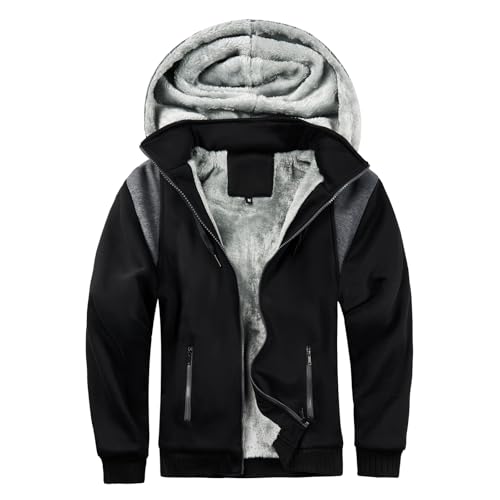 LBL Hoodie Herren Kapuzenpullover Dicker Pullover Kapuzenjacke Langarm Sweatjacke Fleecejacke Winter Warm Sweatshirt Herren Hoodies Mit Reißverschluss BlackGrey XL von LBL Leading the Better Life