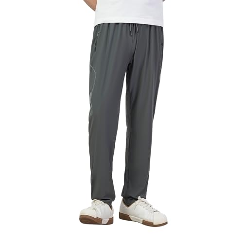 LBL Sommerhose Herren Freizeithose Lose Passform Einfarbig Hose Atmungsaktiv Eisseide Jogginghose Grau M von LBL Leading the Better Life