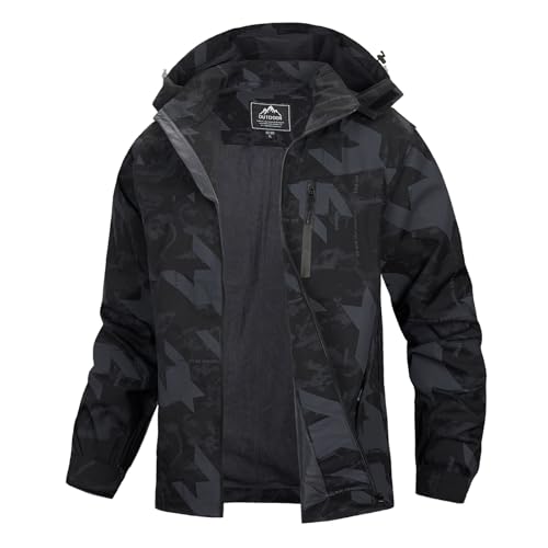LBL Softshelljacke für Herren Wasserdicht Outdoor Jacken Warme Gefütterte mit Abnehmbarer Kapuze Atmungsaktive Wanderjacke Übergangsjacke Grau XL von LBL Leading the Better Life