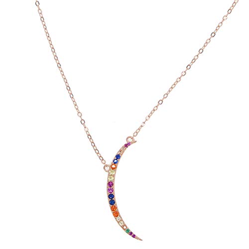LBLhello Halskette mit Anhänger für Damen, modisch, elegant, mit mehrfarbigem Cz-Motiv, Mond-Anhänger, Halskette, Heilkristall, Naturstein, Mond-Halskette von LBLhello