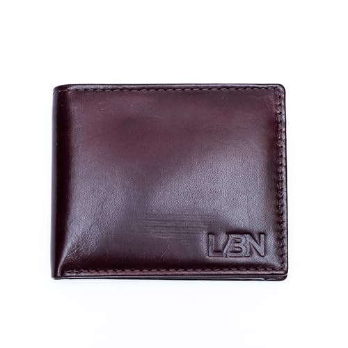 LBN Echtleder-Geldbörse, 7 Kreditkartenfächer, 2 Geldfächer, Münztasche, 2 ID-Fenster, 9 x 11,5 cm (Cognac) von LBN