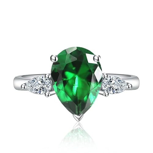 3CT -Birnen Wassertropfen Tränen geformte kubische Zirkonia -Versprechen Halo Engagement Promise Eternity Ring für Frauen 925 Sterling Silber Brautbänder Moissanit Geburtsstein Hochzeit offen von LBRTMED