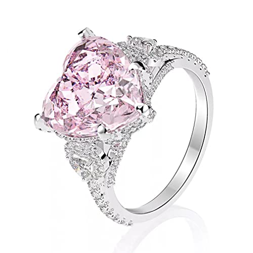 925 Sterling Silber 12 * 12 mm rosa Herz -Carbon -Diamant -Hochzeitsringe für Frauen glitzernder Brautschmuck von LBRTMED