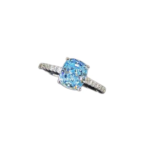 925 Sterling Silber 6,5 * 7,5 mm Aquamarin -Eheringe für Frauen mit funkelnden Kohlenstoffdiamantschmuck von LBRTMED