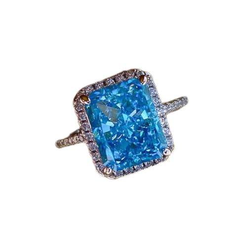 925 Sterling Silber Aquamarin Eheringe für Frauen funkelnde Kohlenstoffdiamantschmuck von LBRTMED