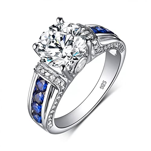 925 Sterling Silberringe 2CT 8mm Runde geschnitten D Diamond Moissanit Ring Hochzeitstag für Frauen Schmuck von LBRTMED