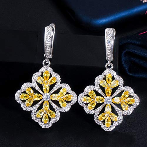 Baumelnde Schneeblume blau kubische Zirkon lange Tropfen Ohrringe für Frauen Accessoires von LBRTMED