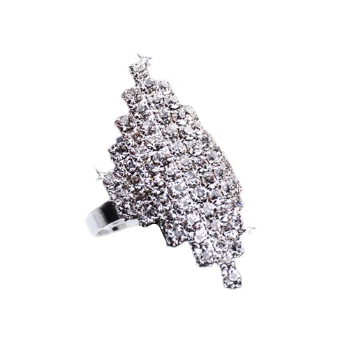 Cwzzws Strass -Cluster -Statement -Ring für Frauen versilberte übertriebene geometrische Diamanthochzeitsversprechen verstellbarer offener Band Wrap -Finger Ringe Komfort Fit Fashion Prom Party von LBRTMED