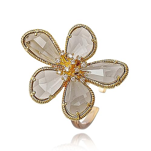 Cwzzws glänzend kristallblüte Statement Ring für Frauen Mädchen Gold plattiert Bling Zartes leichte verstellbare erweiterbare Open -Wrap -Finger -Ringe Komfort Boho Y2K Schmuck Hochzeit Geburtstag von LBRTMED