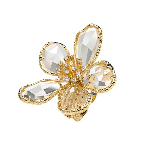 Cwzzws glänzend kristallblüte Statement Ring für Frauen Mädchen Gold plattiert Bling Zartes leichte verstellbare erweiterbare Open -Wrap -Finger -Ringe Komfort Boho Y2K Schmuck Hochzeit Geburtstag von LBRTMED