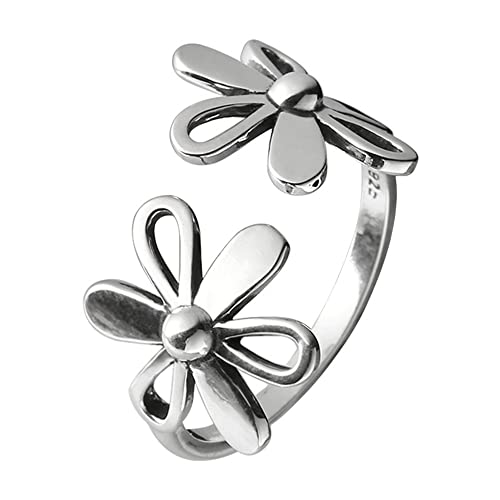 Daisy Flower 925 Sterling Silber Verstellbarer offener Ring für Frauen Mädchen hypoallergen erweiterbares Hochzeits Statement Fingerringe Komfort Pass von LBRTMED