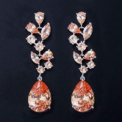 Elegante dunkelblaue Kubikzirkonia Kristall lange große Dangle Ohrringe für Frauen Hochzeitskleid Schmuckzubehör Accessoires von LBRTMED