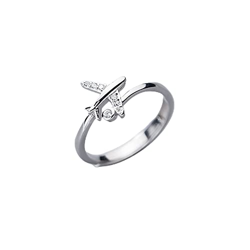 Flugzeug 925 Sterling Silber Statement Ring für Frauen Mädchen einstellbare Erweiterbare Open Wrap -Finger Ringe Komfort Pass von LBRTMED