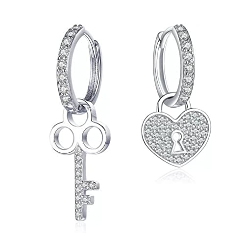 Key Lock Drop -Ohrringe Zirkon Liebe Herz Dangle Ohrringe für Frauen Hochzeit von LBRTMED