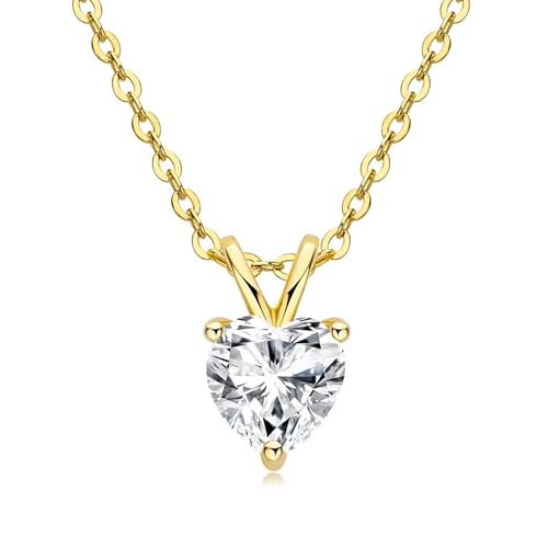 LBRTMED 1 Karat -D -Farb Herz Moissanit Anhänger Halskette für Frauen 925 Sterling Silber Diamond Hochzeit Schmuck (Gold) von LBRTMED