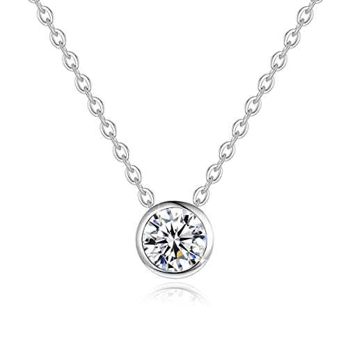 LBRTMED 1.2ct 7mm Moissanit Halskette 925 Silber für Frauen Schmuckgeschenk für mit Kette von LBRTMED
